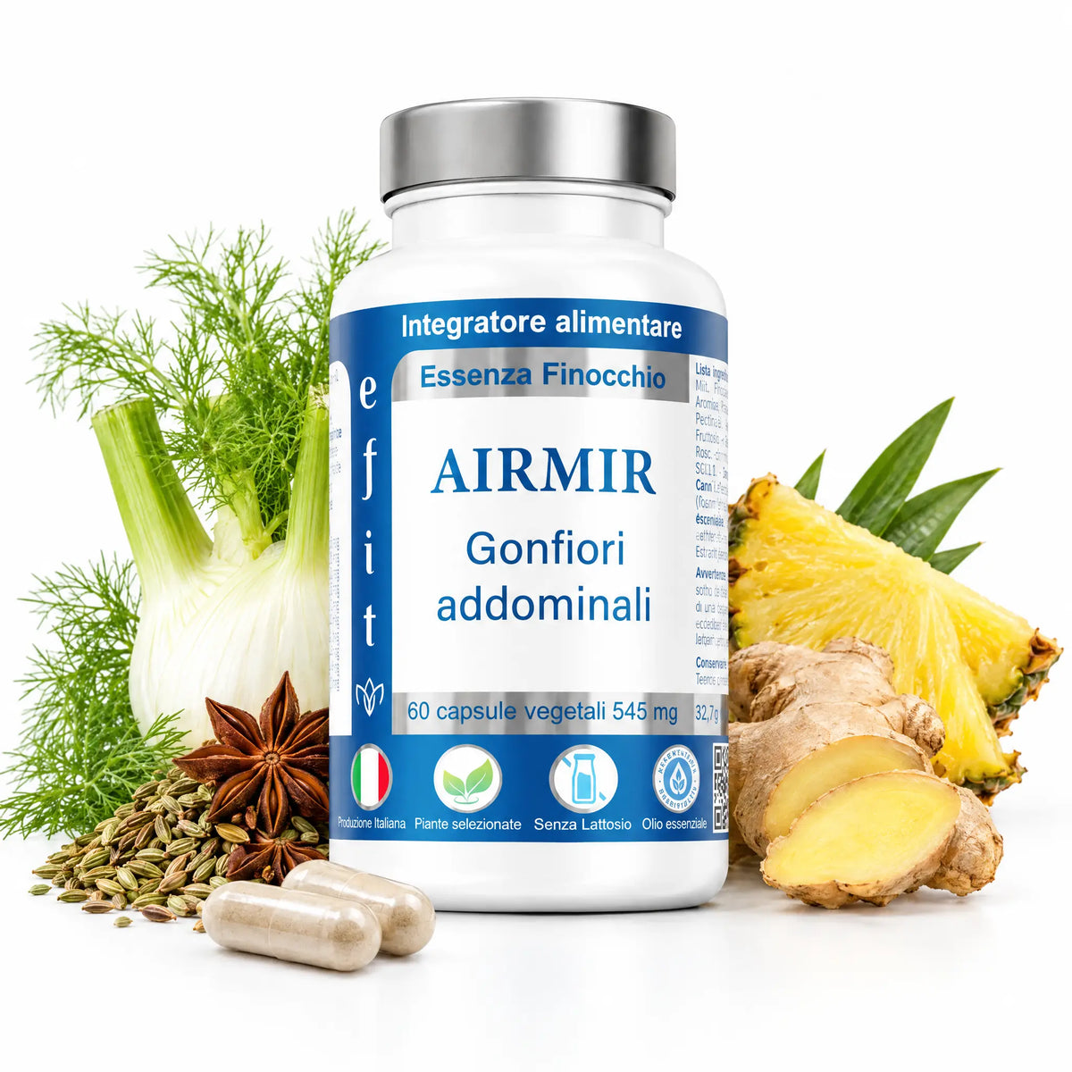 Airmir integratore digestione con finocchio, anice, zenzero e ananas