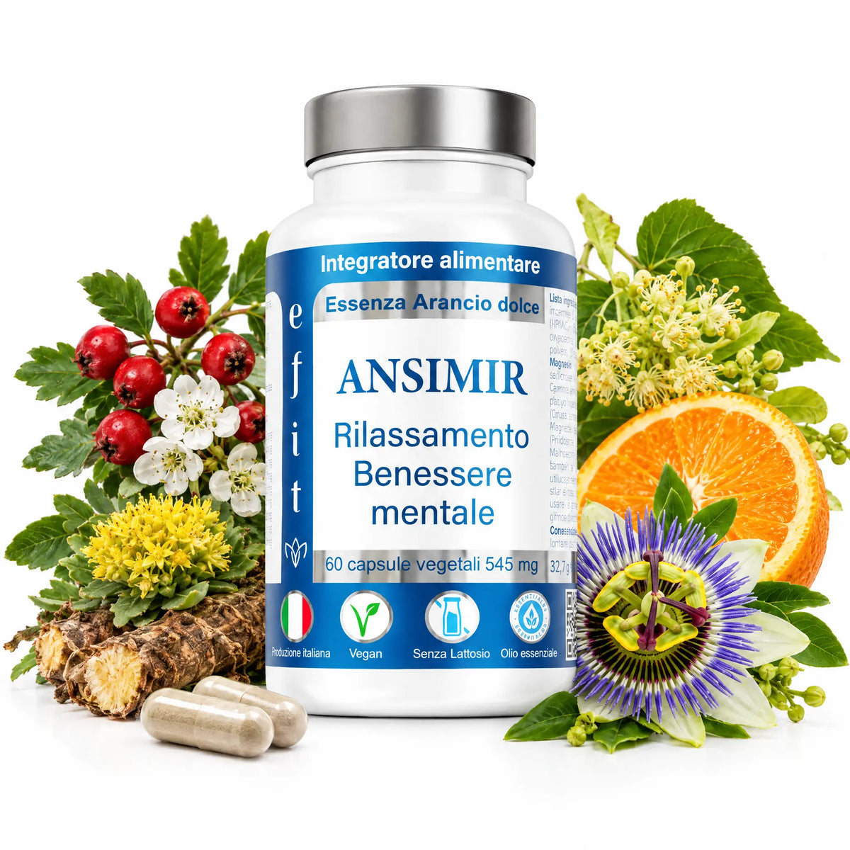 Ansimir integratore relax con passiflora, biancospino, rodiola e tiglio